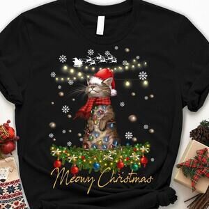 Meowy Christmas Cat Lovers Gift Shirt